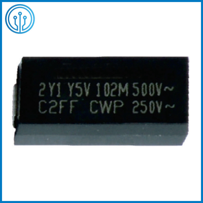 11.4x6.0mm Plastic Encapsulation Chip Safety Capacitor 500VAC 10-4700pF Y5P Y5U Y5V