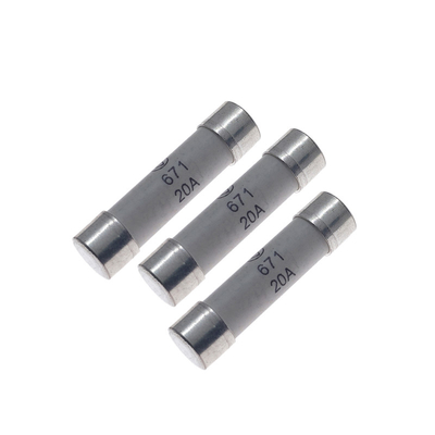 6x25mm Cartridge Slow Blow Ceramic Tube Fuse Link 20A 75V With Copper Silver Plated Cap