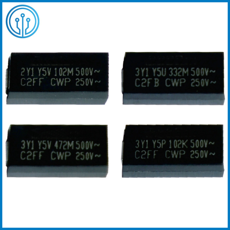 11.4x6.0mm Plastic Encapsulation Chip Safety Capacitor 500VAC 10-4700pF Y5P Y5U Y5V